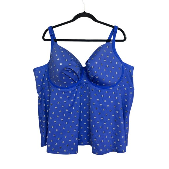 In Every Story Blue Underwire Padded Adjustable Strap Tankini Top Plus Size 5X - Picture 1 of 5